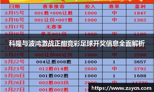 科隆与波鸿激战正酣竞彩足球开奖信息全面解析